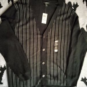 Alfani Black and Gray Striped Cardigan
